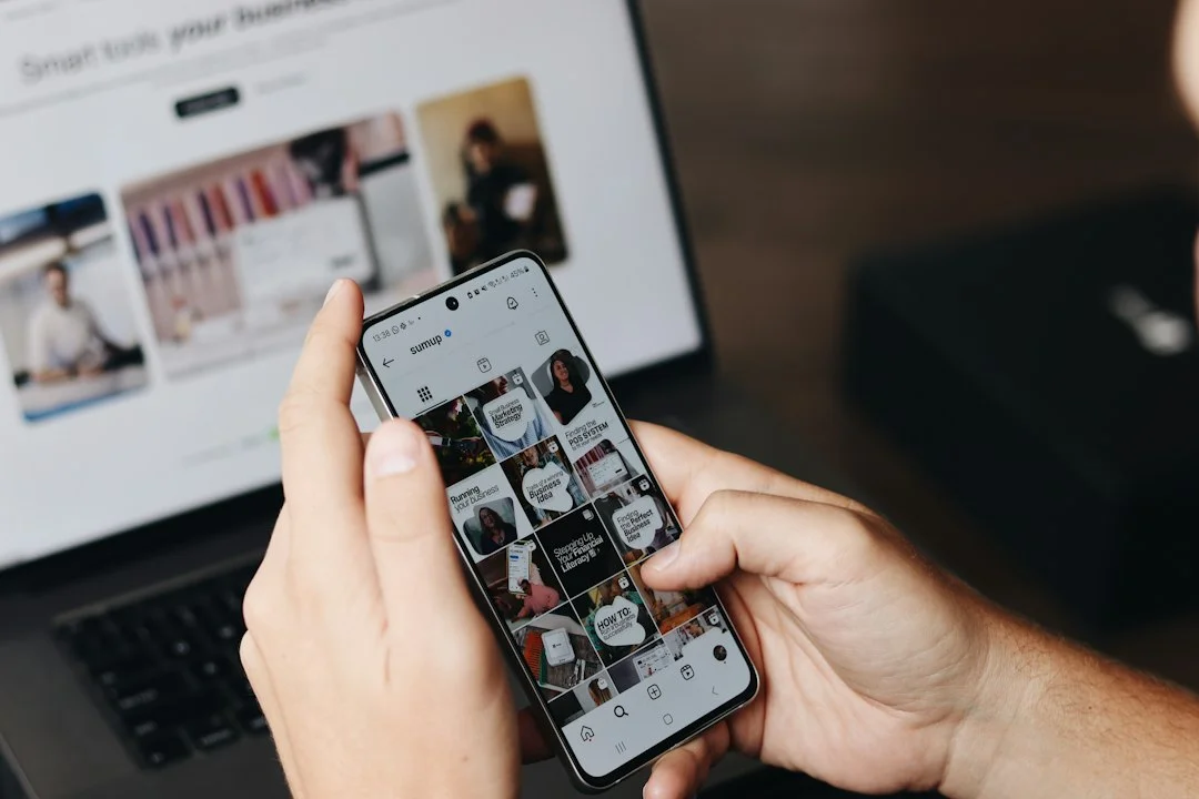 Content creator using Instagram on a smartphone